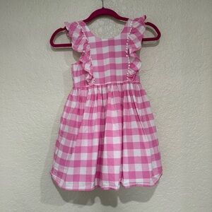 Max Studio Pink and White Gingham Dress with Ruffled Sleeves.Girls Youth Size 7